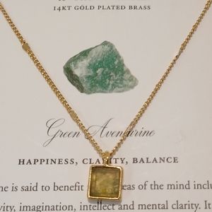 HAPPINESS, CLARITY,  BALANCE Luna Norte Gold plated  Necklace GREEN AVENTURINE